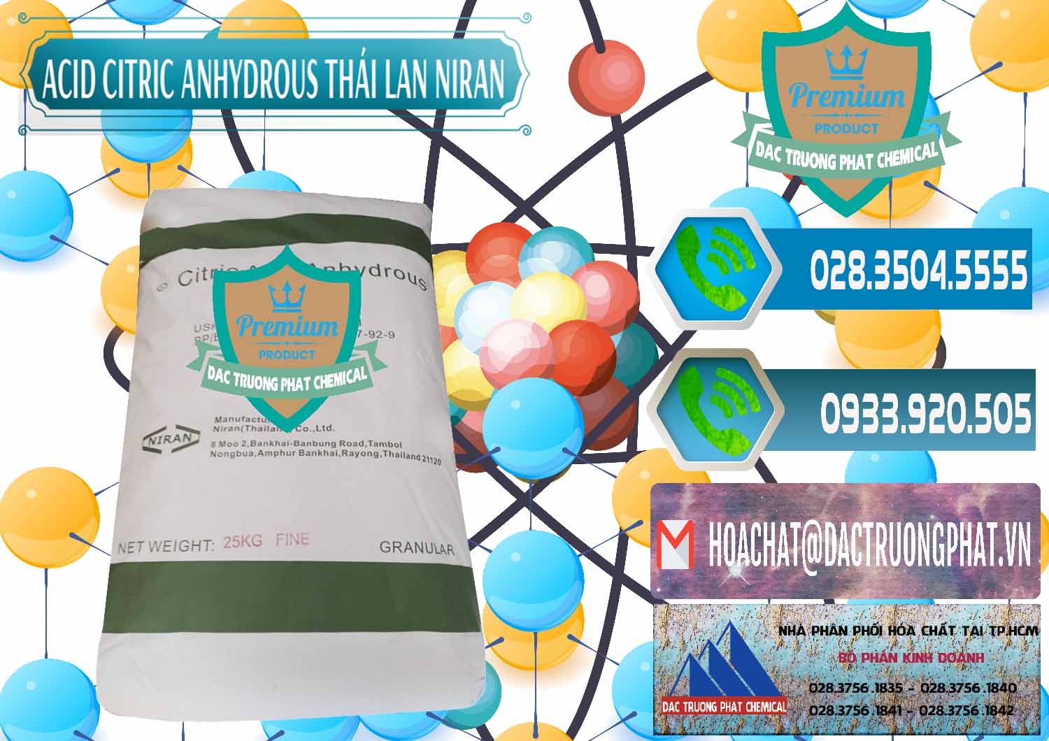 Kinh doanh ( bán ) Acid Citric - Axit Citric Anhydrous - Thái Lan Niran - 0231 - Đơn vị nhập khẩu & phân phối hóa chất tại TP.HCM - congtyhoachat.net
