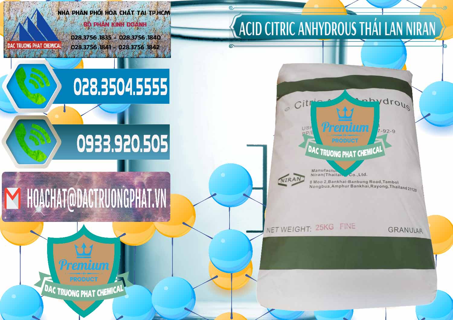Đơn vị chuyên cung ứng ( bán ) Acid Citric - Axit Citric Anhydrous - Thái Lan Niran - 0231 - Đơn vị chuyên cung cấp ( nhập khẩu ) hóa chất tại TP.HCM - congtyhoachat.net