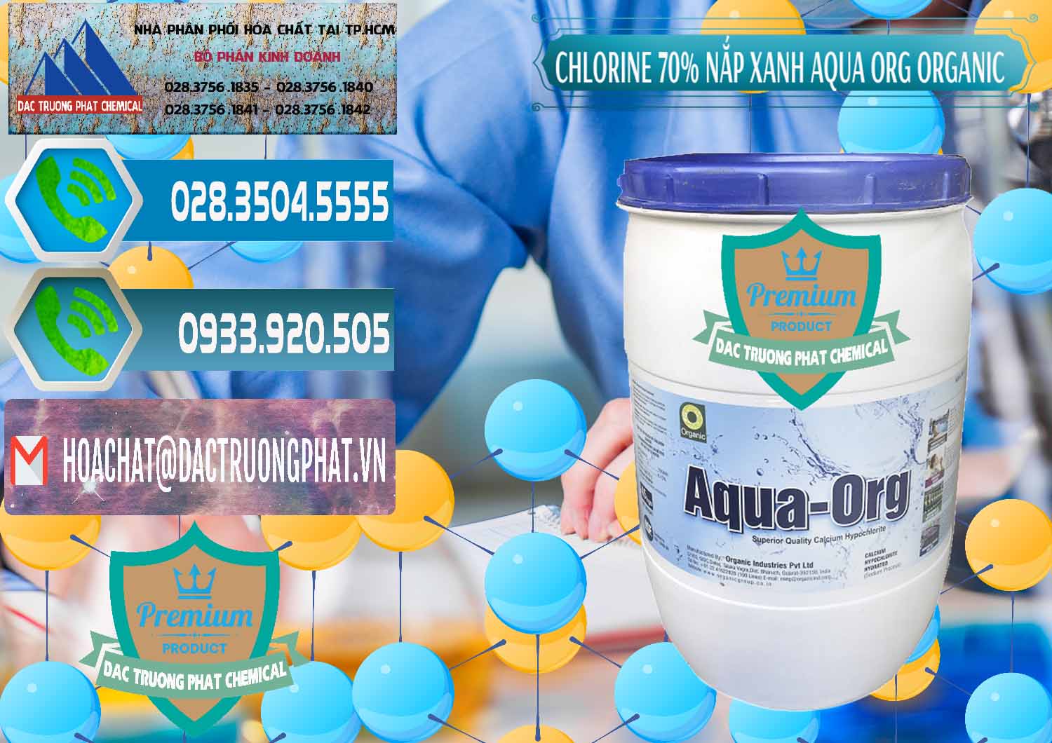 Chuyên bán _ phân phối Chlorine – Clorin 70% Thùng Tròn Nắp Xanh Aqua ORG Organic Ấn Độ India - 0247 - Nhà cung cấp & bán hóa chất tại TP.HCM - congtyhoachat.net
