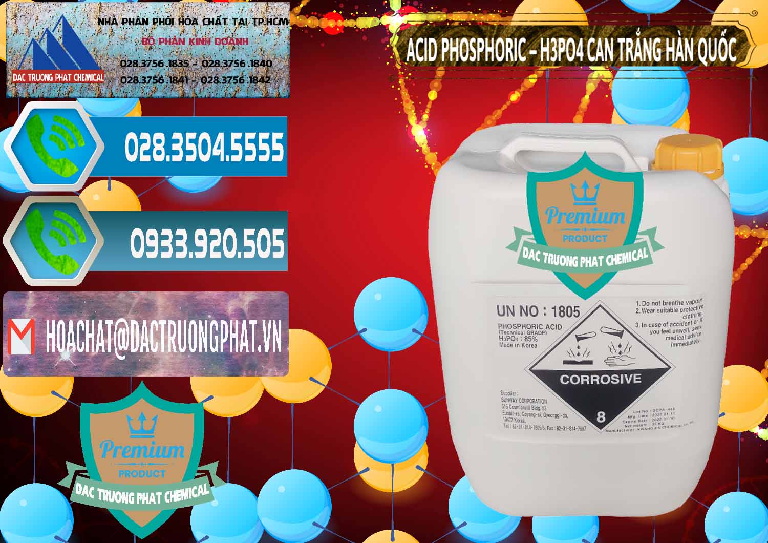 Nơi nhập khẩu ( bán ) Acid Phosphoric - Axit Phosphoric H3PO4 Can Trắng Hàn Quốc Korea - 0017 - Cty chuyên phân phối ( bán ) hóa chất tại TP.HCM - congtyhoachat.net