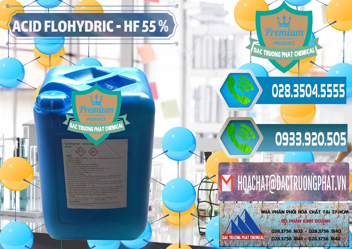 Bán - phân phối Axit HF - Acid HF 55% Can Xanh Trung Quốc China - 0080 - Đơn vị chuyên nhập khẩu ( cung cấp ) hóa chất tại TP.HCM - congtyhoachat.net