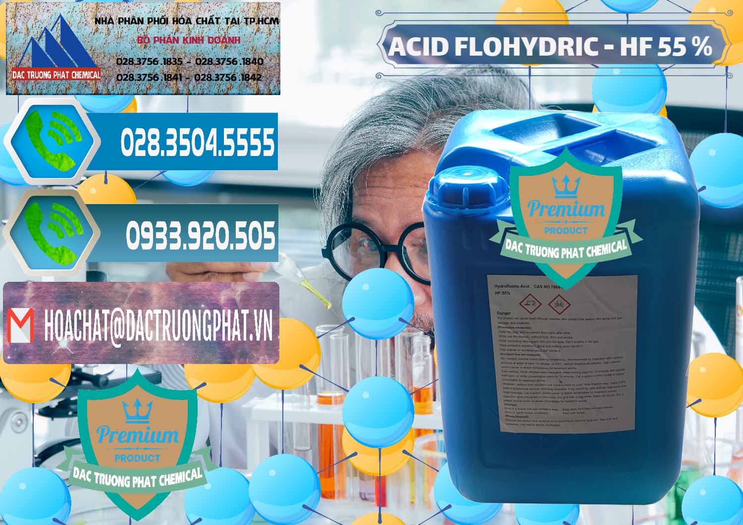 Chuyên nhập khẩu và bán Axit HF - Acid HF 55% Can Xanh Trung Quốc China - 0080 - Cung cấp ( bán ) hóa chất tại TP.HCM - congtyhoachat.net