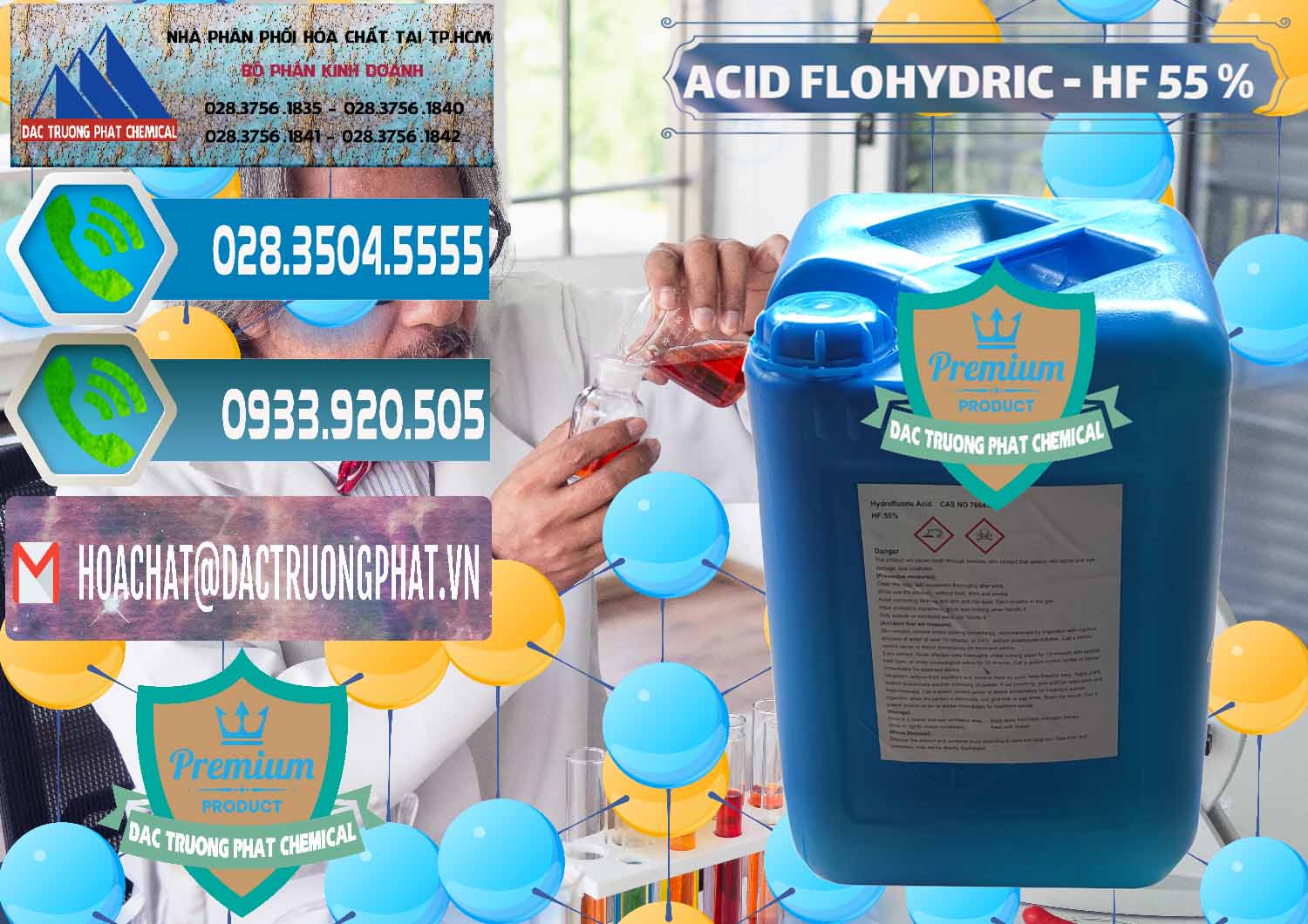 Chuyên cung ứng ( bán ) Axit HF - Acid HF 55% Can Xanh Trung Quốc China - 0080 - Nơi chuyên phân phối và kinh doanh hóa chất tại TP.HCM - congtyhoachat.net