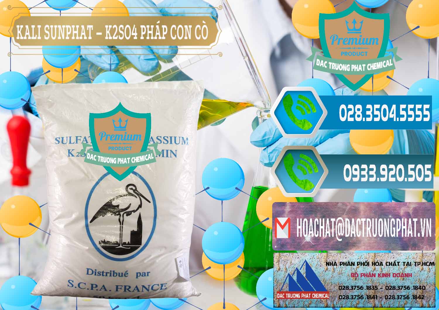 Nhà cung cấp và bán Kali Sunphat – K2SO4 Con Cò Pháp France - 0083 - Chuyên phân phối _ bán hóa chất tại TP.HCM - congtyhoachat.net