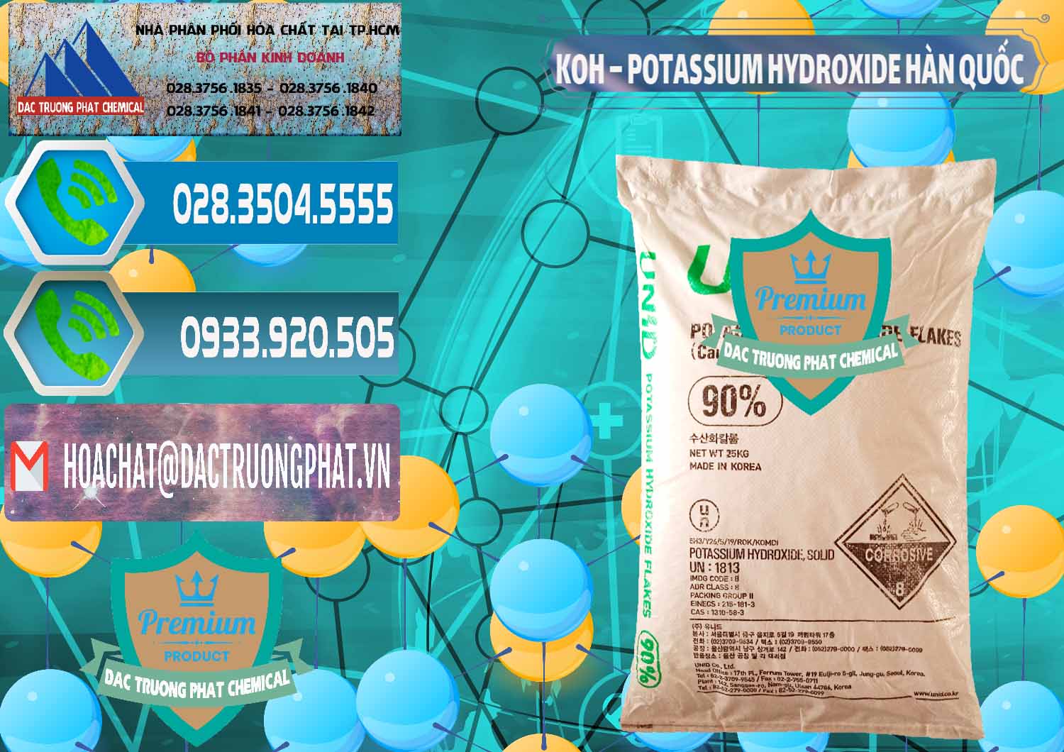 Cty chuyên bán và cung ứng KOH ( 90%) – Potassium Hydroxide Unid Hàn Quốc Korea - 0090 - Đơn vị kinh doanh và phân phối hóa chất tại TP.HCM - congtyhoachat.net