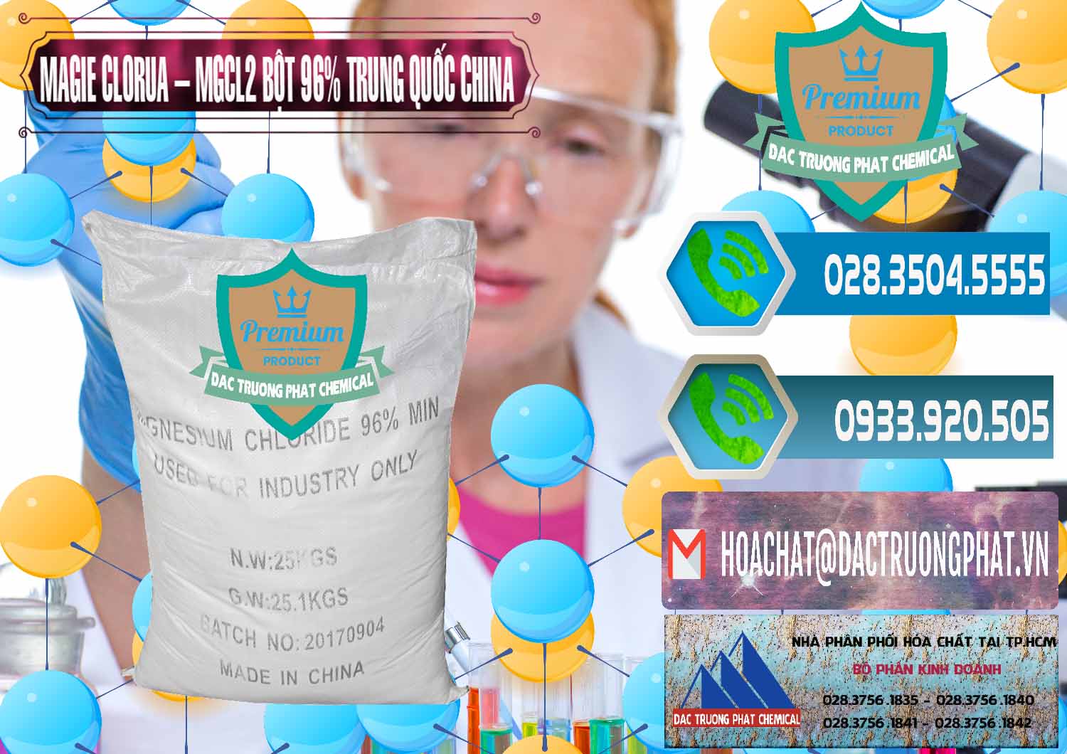 Nơi cung ứng & bán Magie Clorua – MGCL2 96% Dạng Bột Bao Chữ Đen Trung Quốc China - 0205 - Đơn vị phân phối _ cung cấp hóa chất tại TP.HCM - congtyhoachat.net