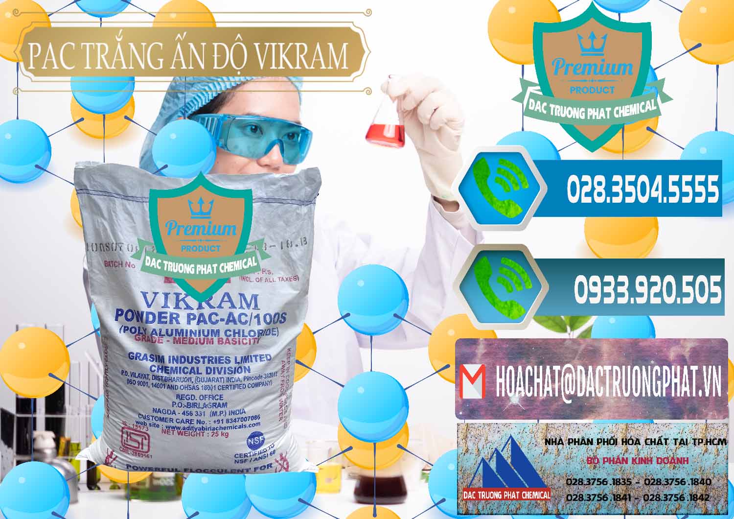 Nơi bán ( cung ứng ) PAC - Polyaluminium Chloride Ấn Độ India Vikram - 0120 - Đơn vị chuyên cung cấp và nhập khẩu hóa chất tại TP.HCM - congtyhoachat.net