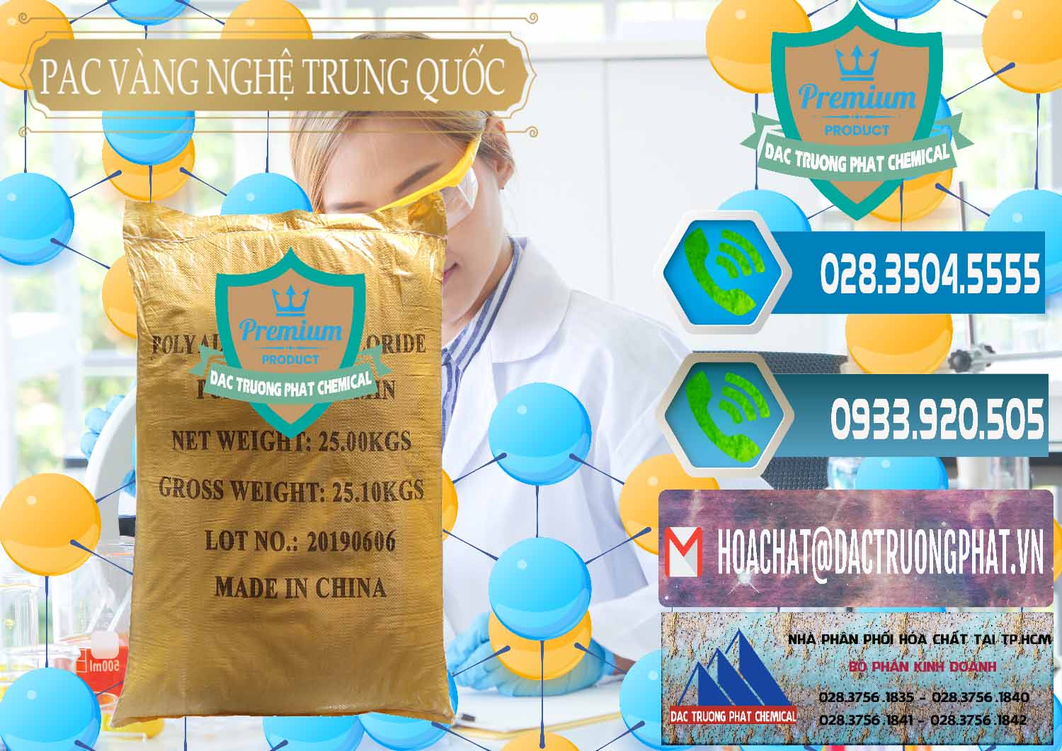 Cung ứng và bán PAC - Polyaluminium Chloride Vàng Nghệ Trung Quốc China - 0110 - Nhập khẩu - cung cấp hóa chất tại TP.HCM - congtyhoachat.net