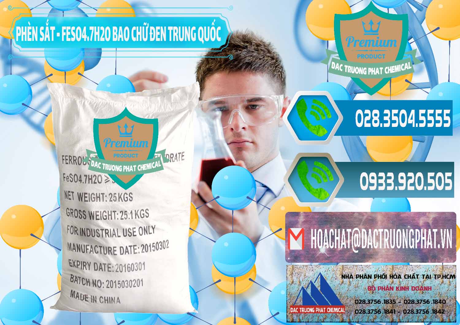 Nhà phân phối _ bán Phèn Sắt - FeSO4.7H2O Bao Chữ Đen Trung Quốc China - 0234 - Đơn vị chuyên nhập khẩu - cung cấp hóa chất tại TP.HCM - congtyhoachat.net