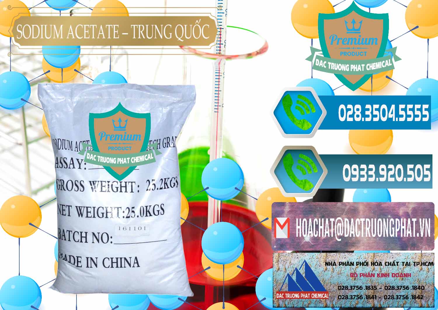 Cty phân phối - bán Sodium Acetate - Natri Acetate Trung Quốc China - 0134 - Công ty chuyên kinh doanh _ phân phối hóa chất tại TP.HCM - congtyhoachat.net