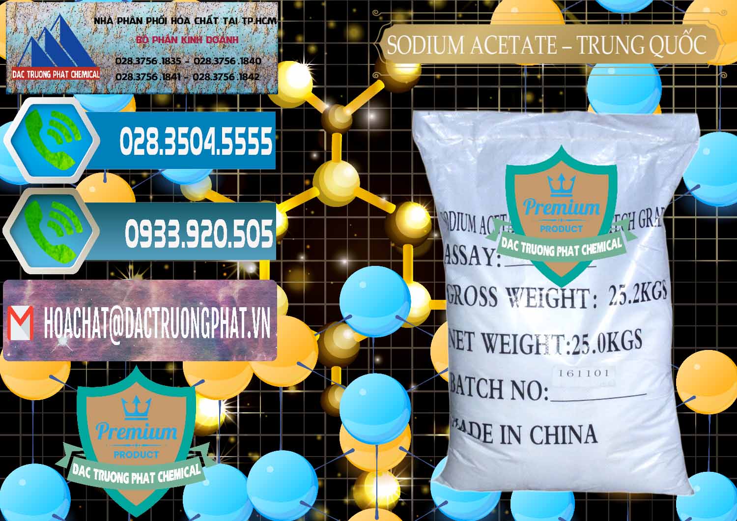 Nơi chuyên phân phối & bán Sodium Acetate - Natri Acetate Trung Quốc China - 0134 - Đơn vị cung cấp và phân phối hóa chất tại TP.HCM - congtyhoachat.net