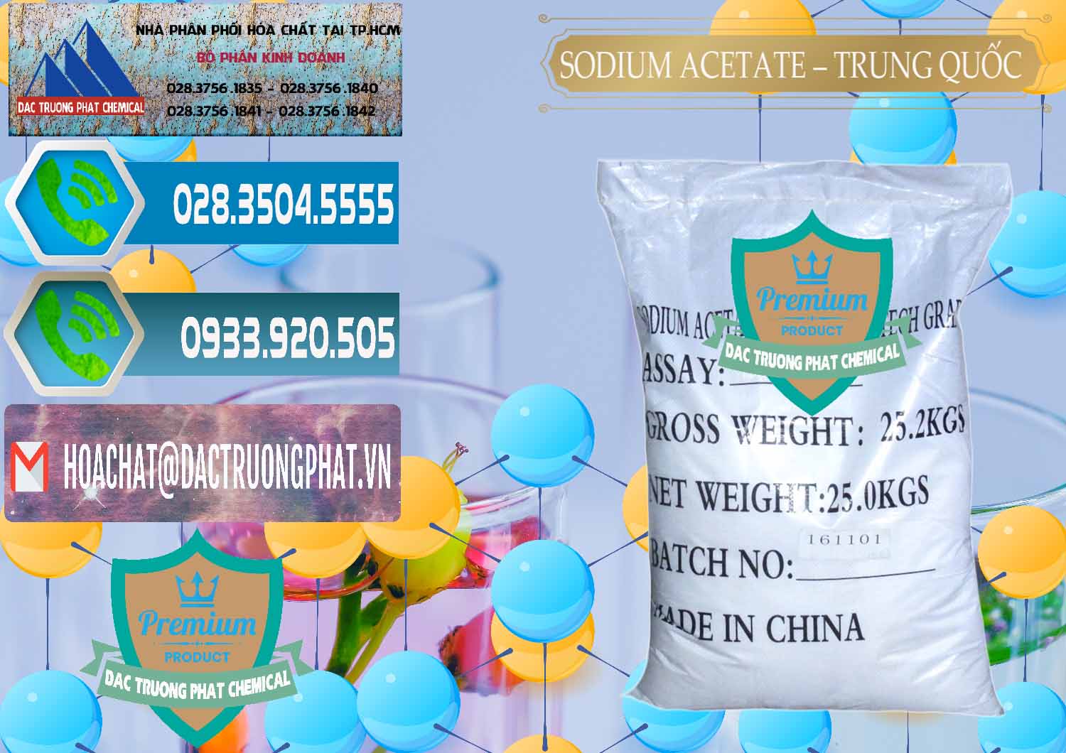 Nơi kinh doanh - bán Sodium Acetate - Natri Acetate Trung Quốc China - 0134 - Đơn vị phân phối _ cung cấp hóa chất tại TP.HCM - congtyhoachat.net