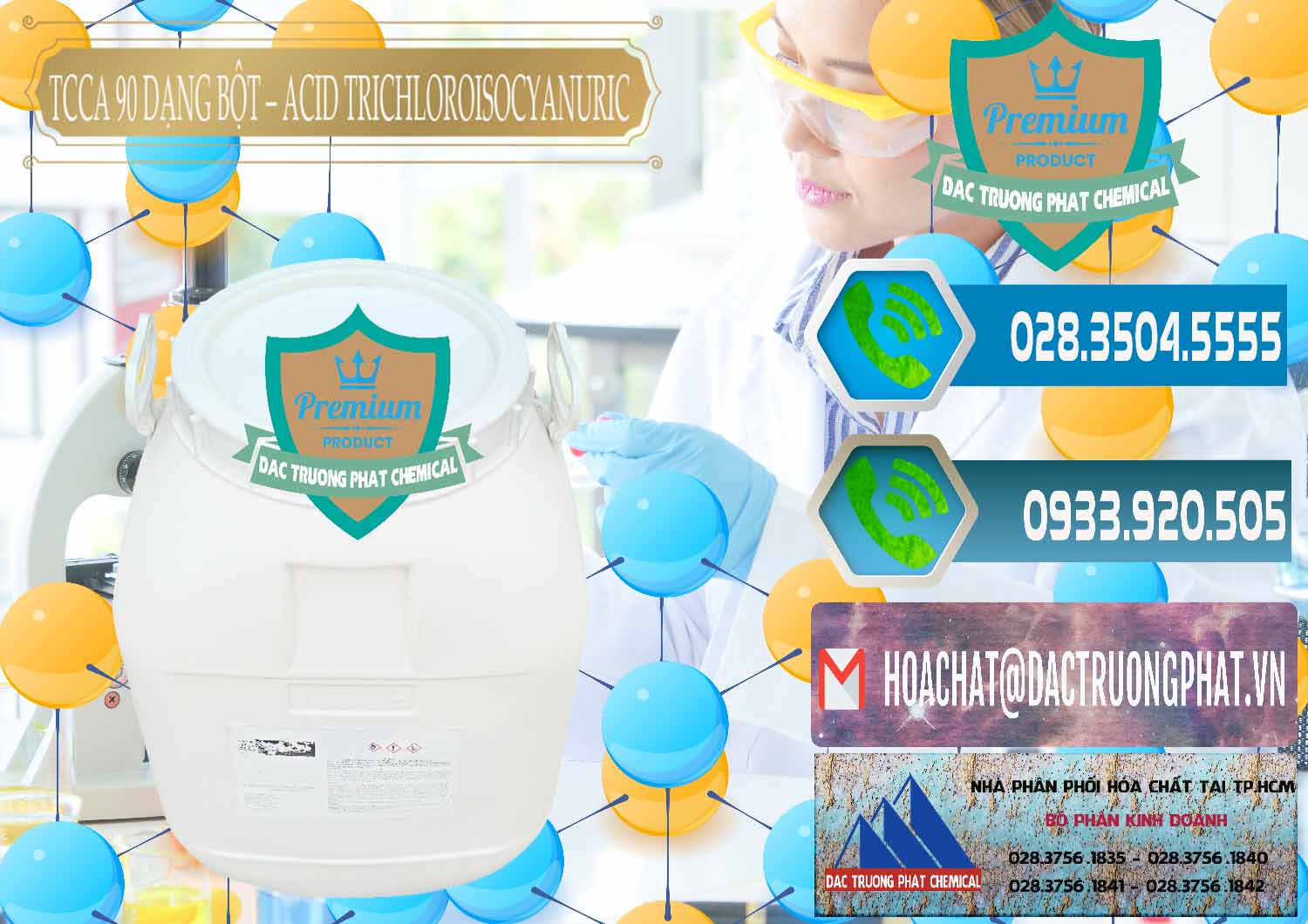 Cty chuyên kinh doanh ( bán ) TCCA - Acid Trichloroisocyanuric 90% Dạng Bột Trung Quốc China - 0161 - Nơi chuyên cung cấp - nhập khẩu hóa chất tại TP.HCM - congtyhoachat.net