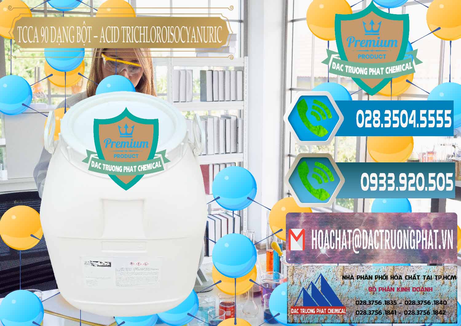 Nơi kinh doanh và bán TCCA - Acid Trichloroisocyanuric 90% Dạng Bột Trung Quốc China - 0161 - Đơn vị chuyên cung cấp _ bán hóa chất tại TP.HCM - congtyhoachat.net