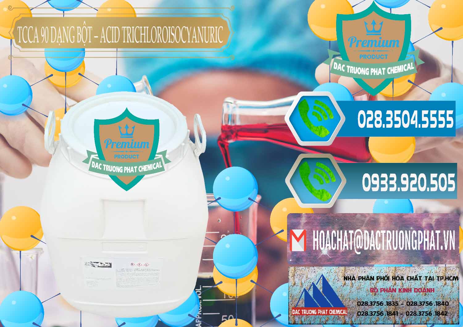 Chuyên bán ( cung cấp ) TCCA - Acid Trichloroisocyanuric 90% Dạng Bột Trung Quốc China - 0161 - Nơi cung cấp và bán hóa chất tại TP.HCM - congtyhoachat.net