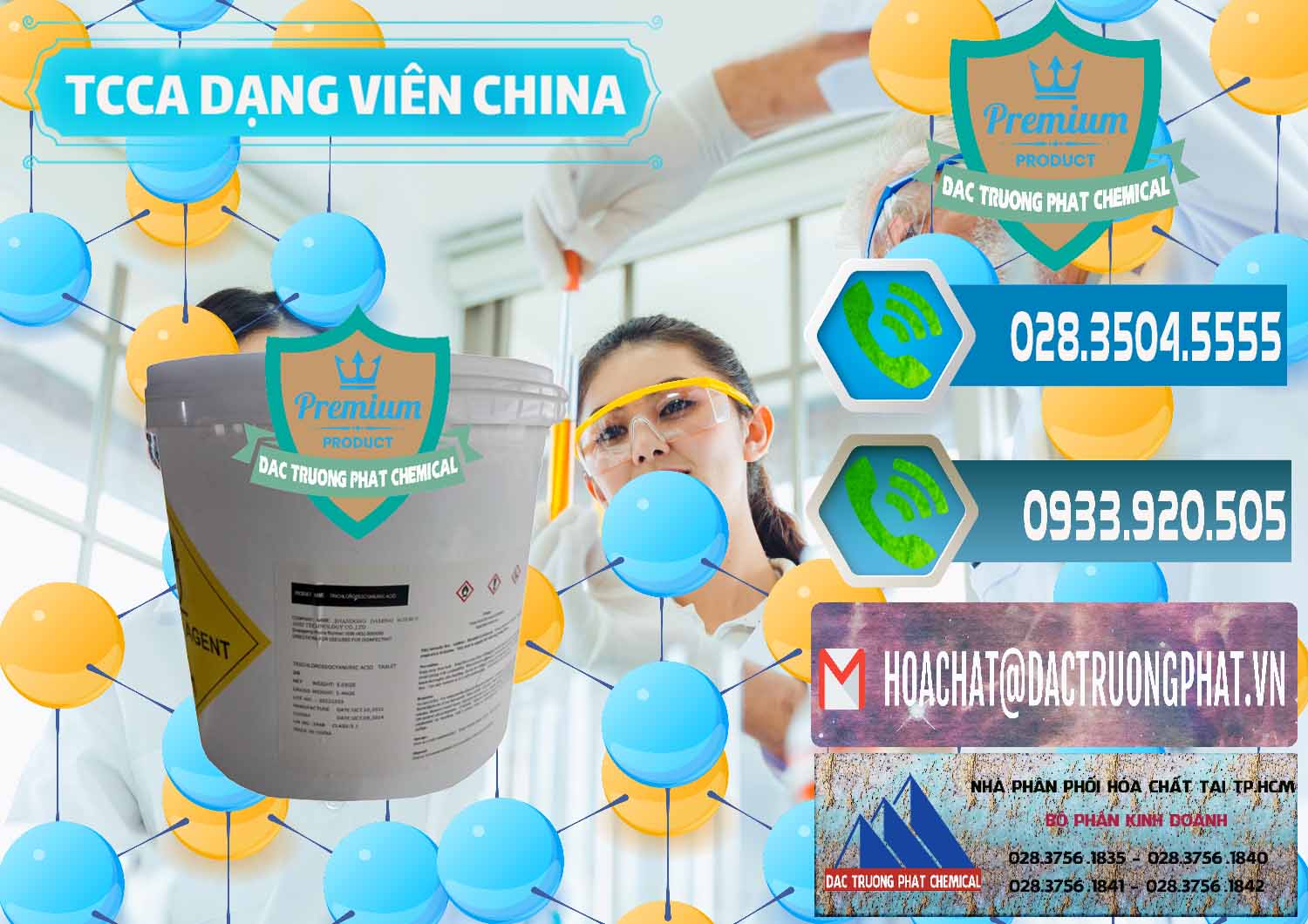 Chuyên bán & phân phối TCCA - Acid Trichloroisocyanuric Dạng Viên Thùng 5kg Trung Quốc China - 0379 - Cty cung cấp và bán hóa chất tại TP.HCM - congtyhoachat.net