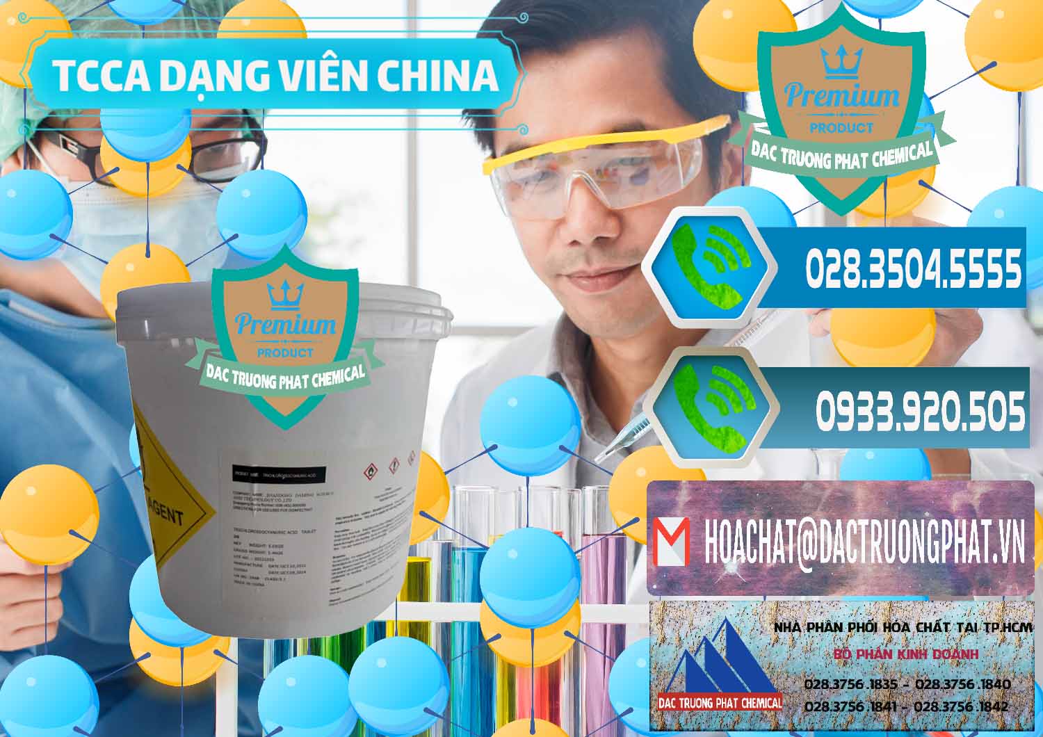 Đơn vị chuyên bán ( phân phối ) TCCA - Acid Trichloroisocyanuric Dạng Viên Thùng 5kg Trung Quốc China - 0379 - Nhà nhập khẩu và cung cấp hóa chất tại TP.HCM - congtyhoachat.net