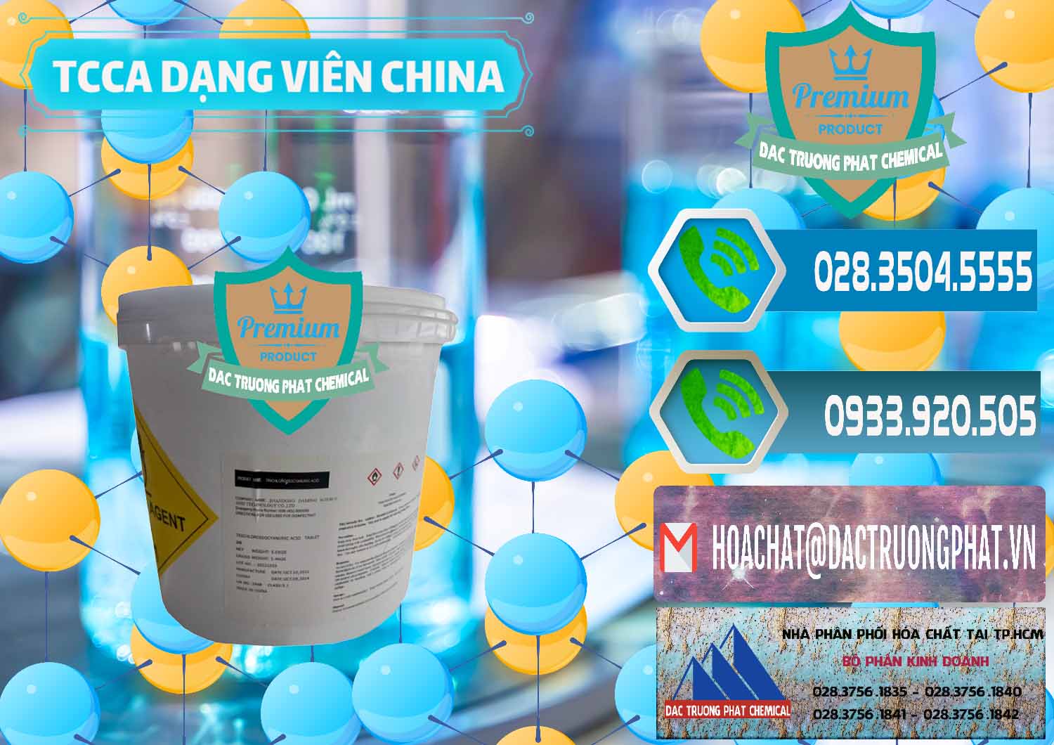 Cty chuyên bán ( phân phối ) TCCA - Acid Trichloroisocyanuric Dạng Viên Thùng 5kg Trung Quốc China - 0379 - Công ty chuyên kinh doanh _ cung cấp hóa chất tại TP.HCM - congtyhoachat.net