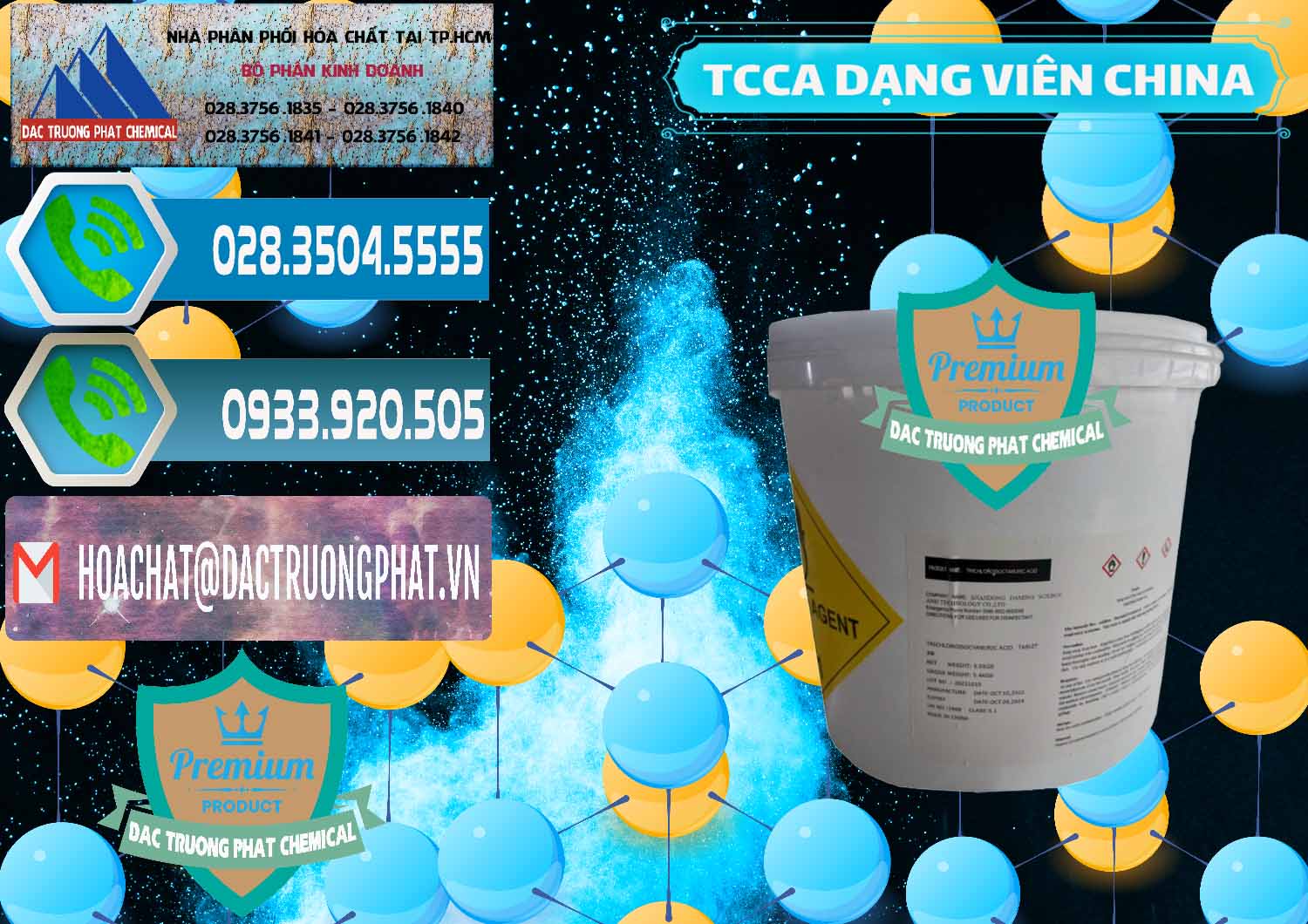 Đơn vị chuyên kinh doanh - bán TCCA - Acid Trichloroisocyanuric Dạng Viên Thùng 5kg Trung Quốc China - 0379 - Nơi bán & phân phối hóa chất tại TP.HCM - congtyhoachat.net