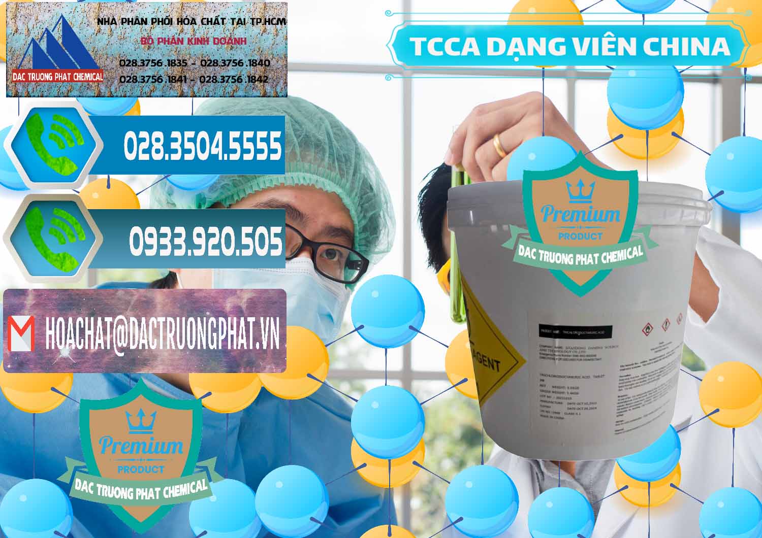 Đơn vị chuyên bán & phân phối TCCA - Acid Trichloroisocyanuric Dạng Viên Thùng 5kg Trung Quốc China - 0379 - Đơn vị cung cấp - phân phối hóa chất tại TP.HCM - congtyhoachat.net