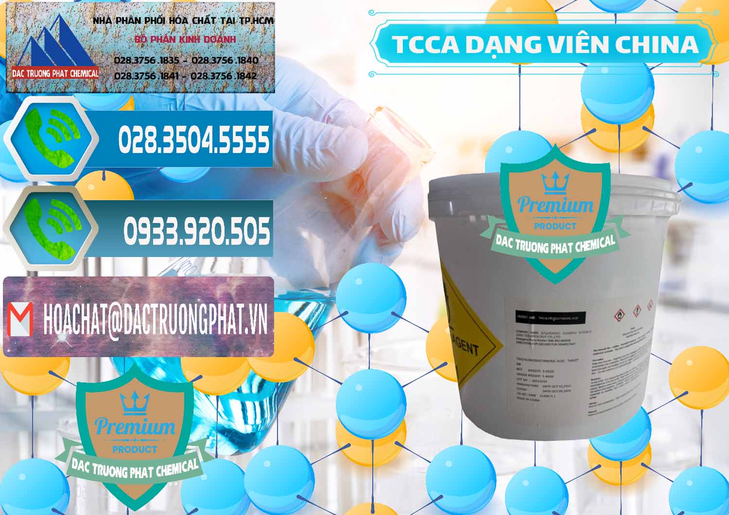 Nơi chuyên kinh doanh và bán TCCA - Acid Trichloroisocyanuric Dạng Viên Thùng 5kg Trung Quốc China - 0379 - Cty cung ứng và phân phối hóa chất tại TP.HCM - congtyhoachat.net