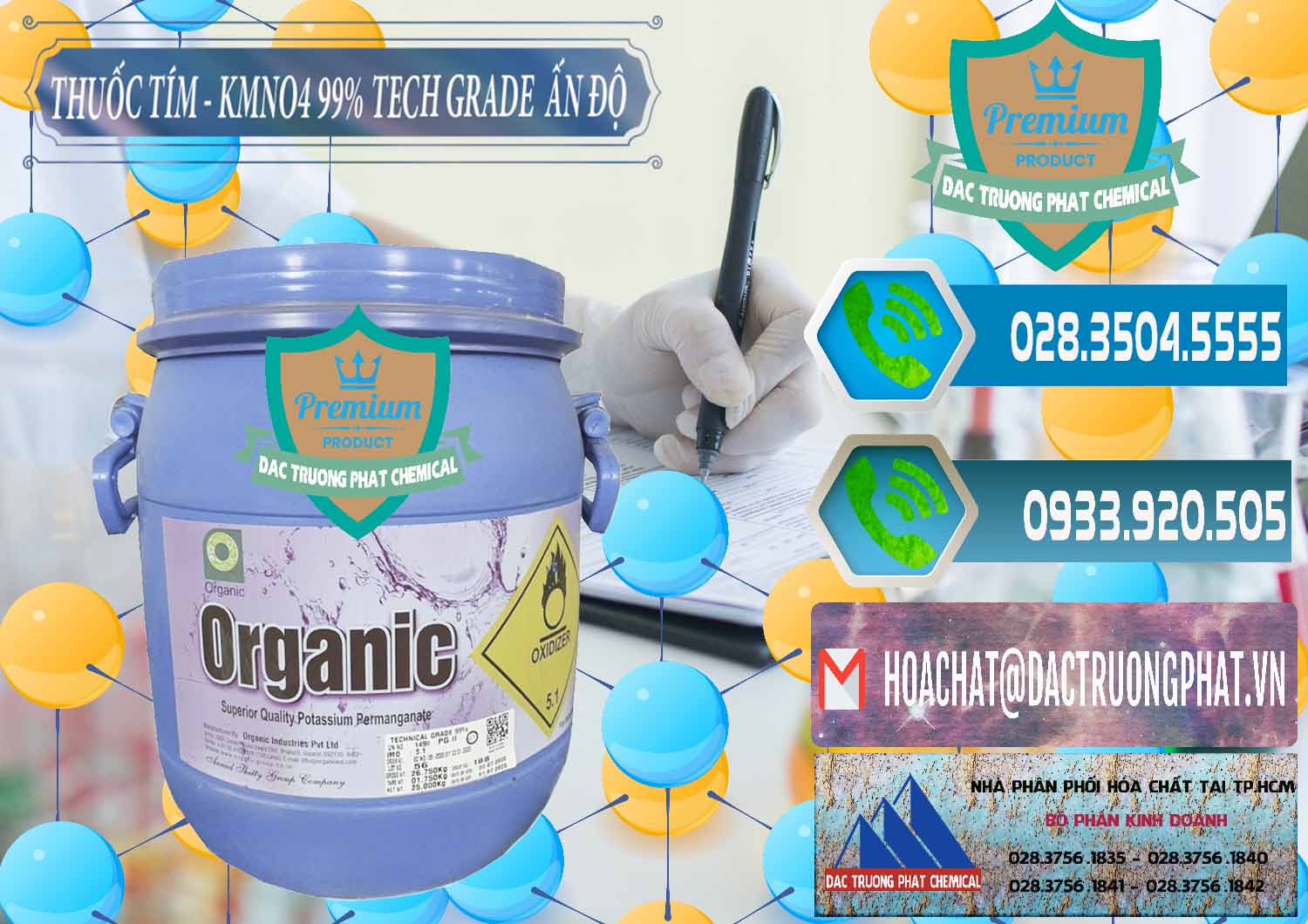 Bán & phân phối Thuốc Tím - KMNO4 99% Organic Group Ấn Độ India - 0250 - Đơn vị chuyên phân phối - bán hóa chất tại TP.HCM - congtyhoachat.net